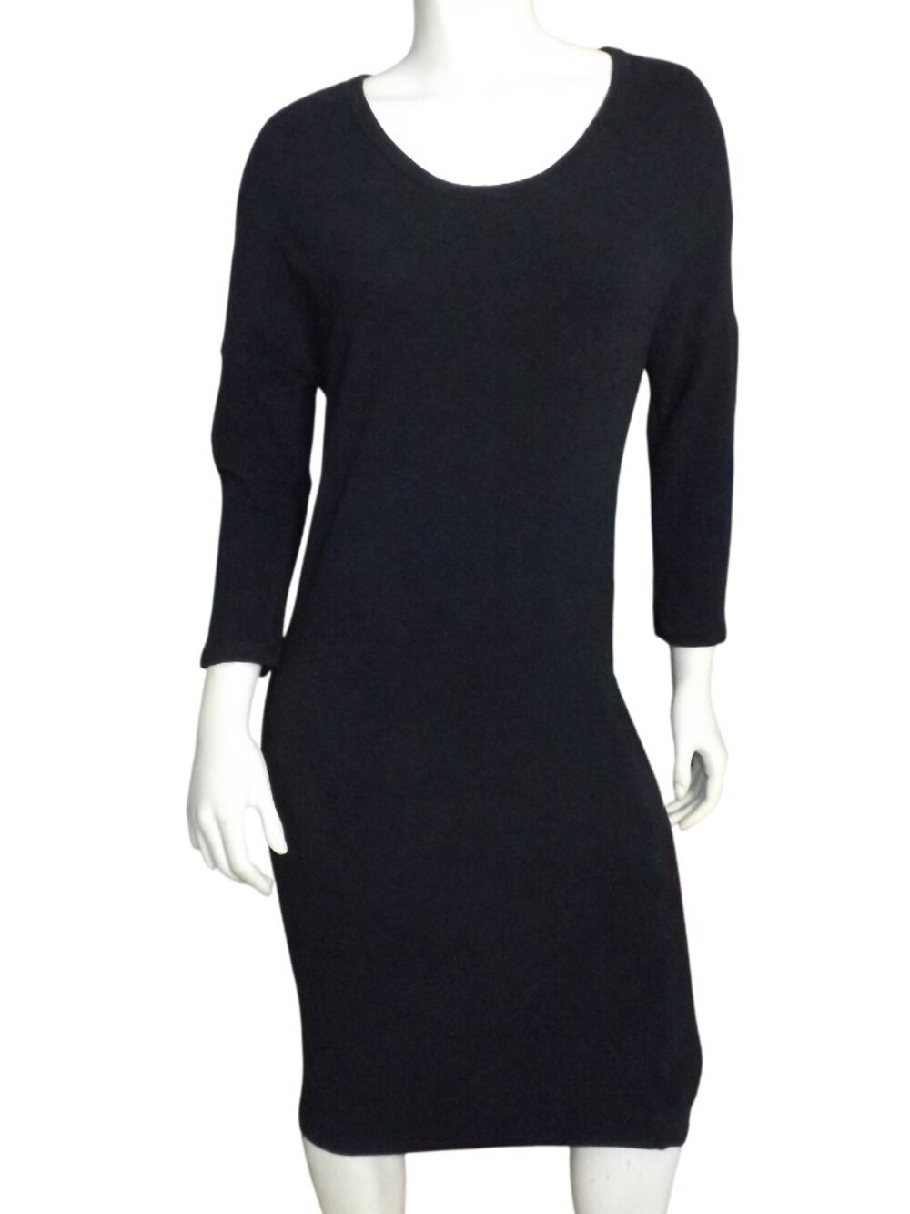 JAMES PERSE Sweatshirt Dress, 3/L, Black, Scoop neck, Dolman 3/4 sleeve, Short